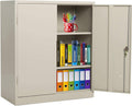 Grey Metal Storage Cabinet with Locking Doors and 2 Adjustable Shelves F54966