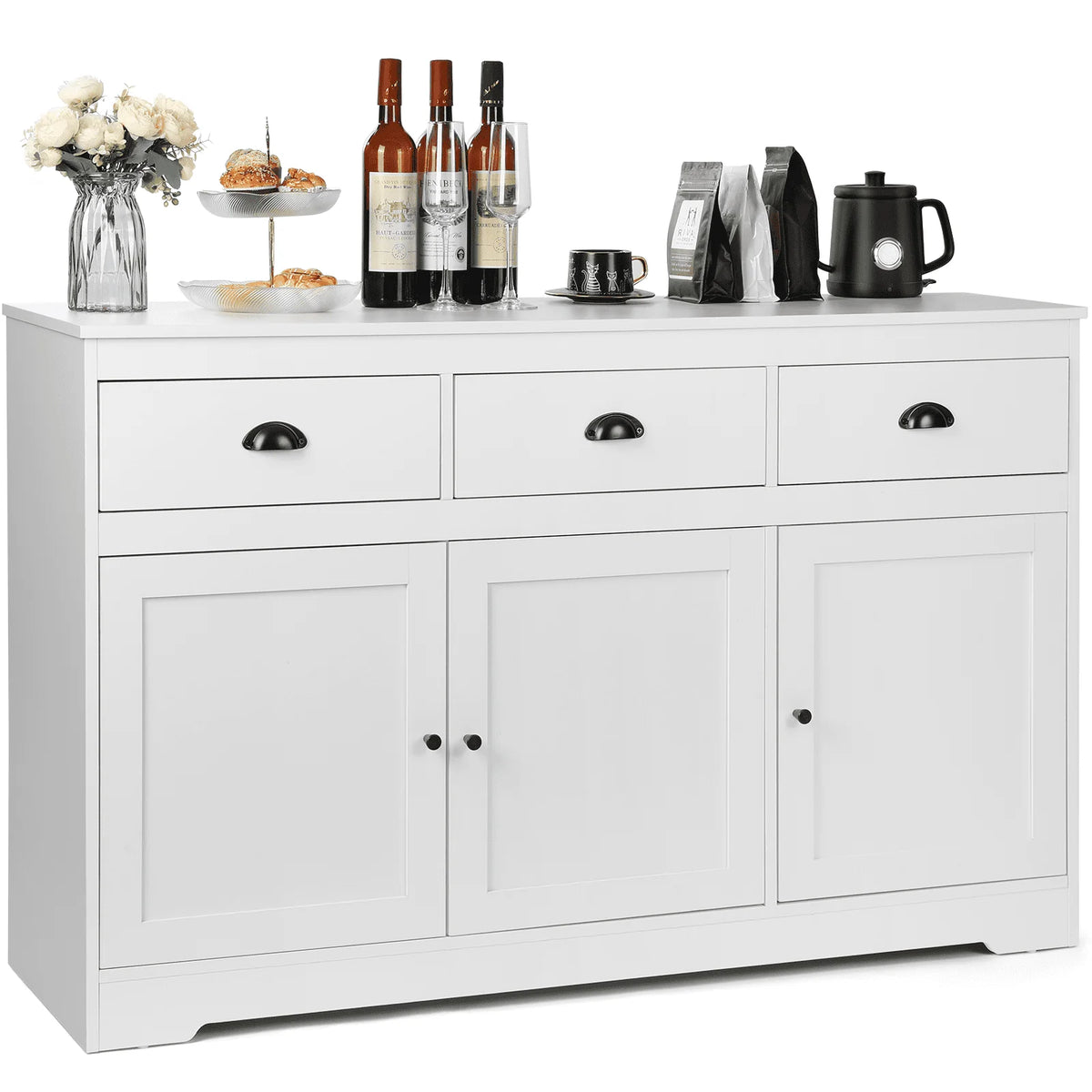 White Sideboard and Buffet with Drawers N215