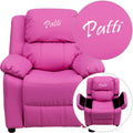 Hot Pink Vinyl Kids Recliner with Storage Arms W377