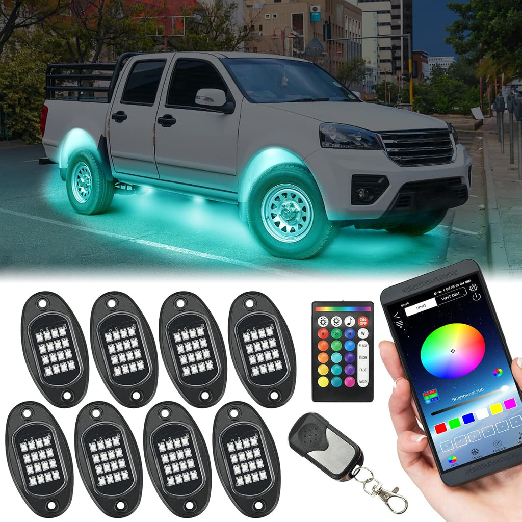 RGB LED Rock Lights 8 Pods Pack of 2 X182