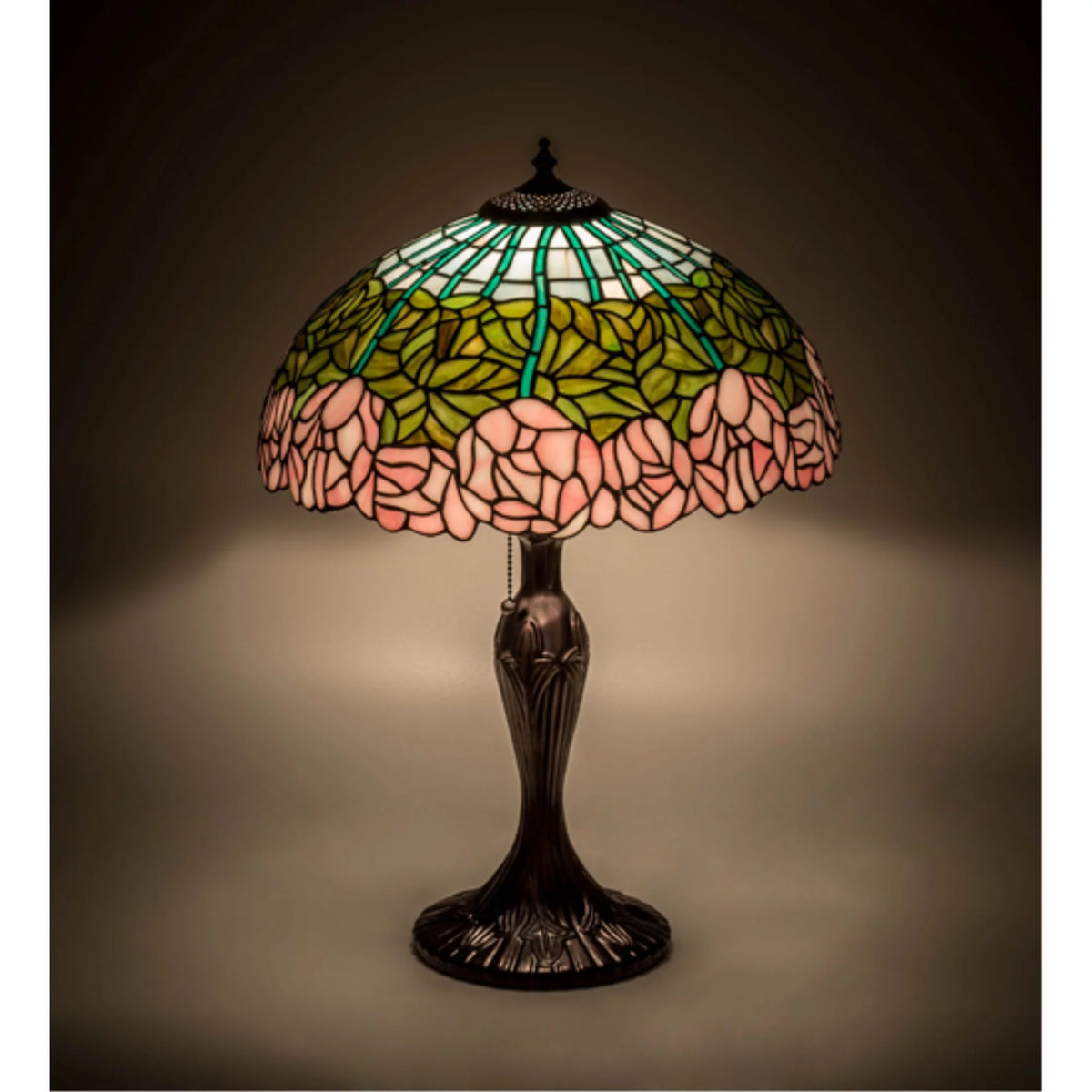 1 Light Table Lamp Mahogany Bronze Finish with Pink Green Blue Chocolate Glass M873831