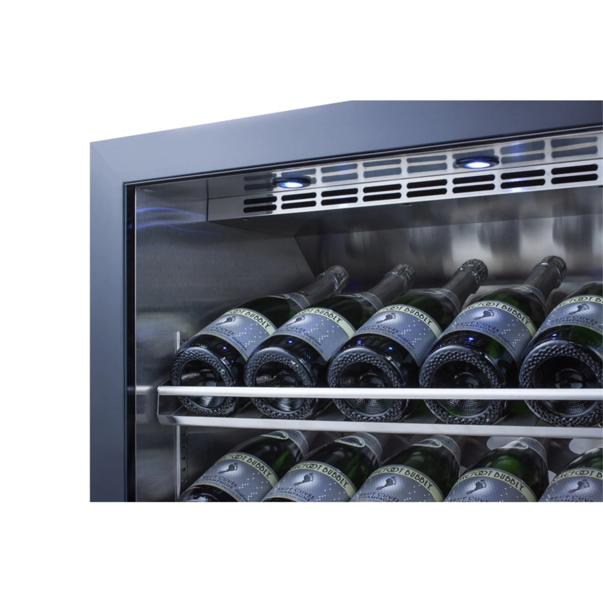 Undercounter wine cellar with champagne shelving P183