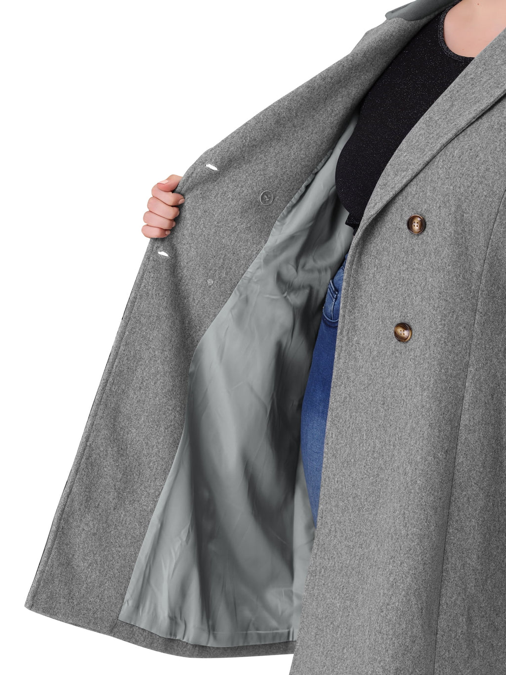Plus Size Notched Lapel Double Breasted Winter Coat K8606