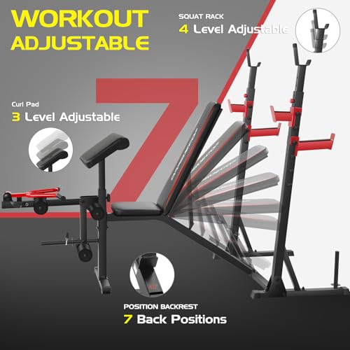 Weight Bench Set with Squat Rack and Leg Extension E1593