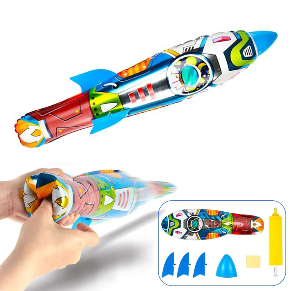Children Ejection Rocket Outdoor Sport Shooting Game Inflatable Hand Throwing Rocket Launcher Boys Toys A7930
