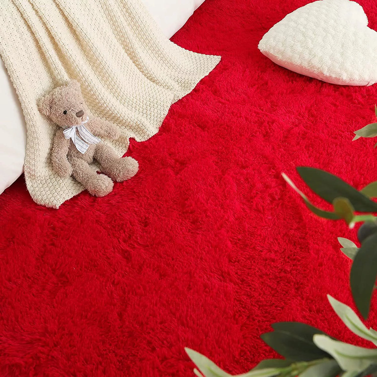 Red 6x9ft Fluffy Plush Area Rug R98019
